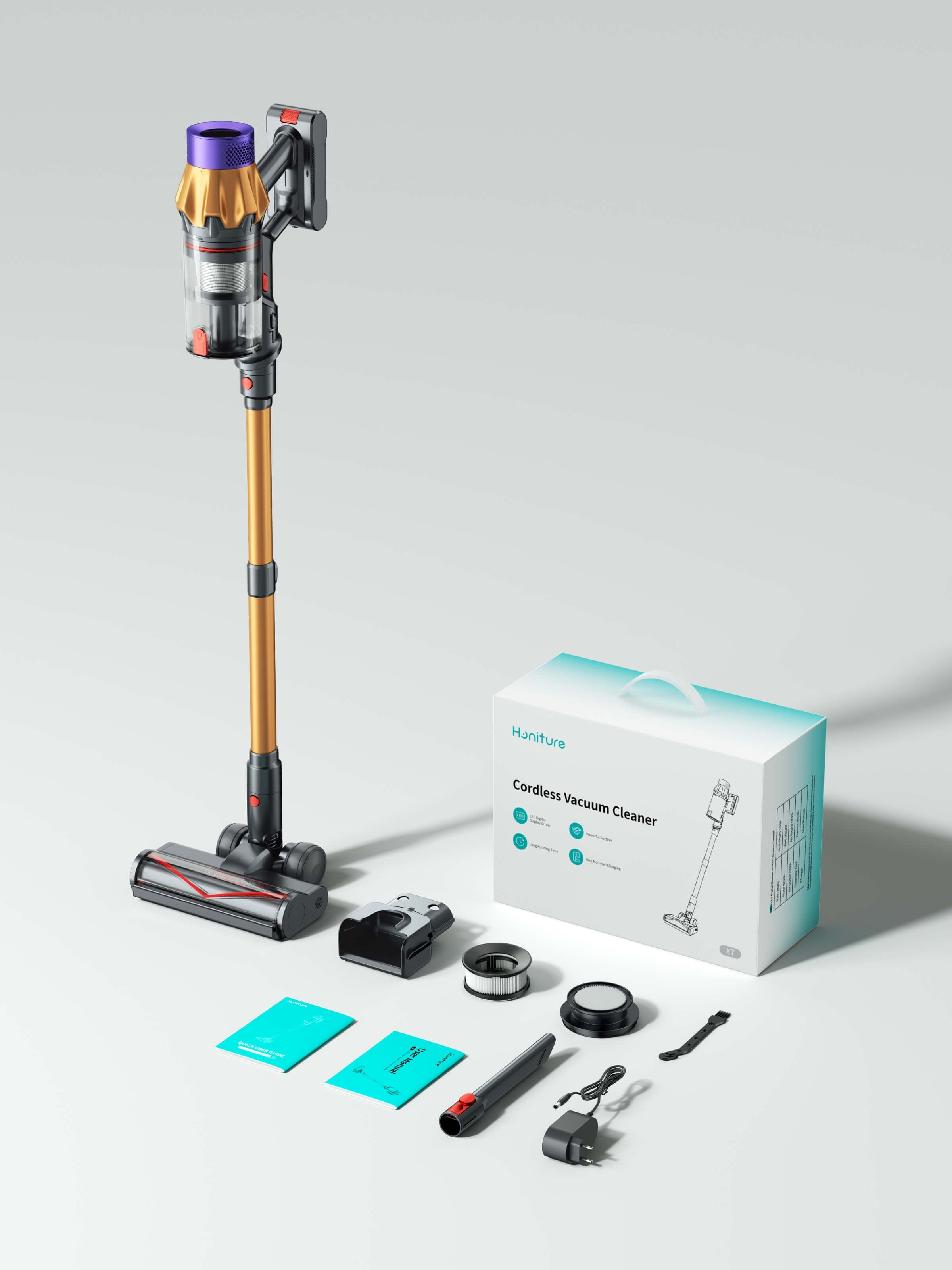 Honiture X7 Cordless Vacuum | 45KPa Suction, 60-Min Runtime, HEPA Filter