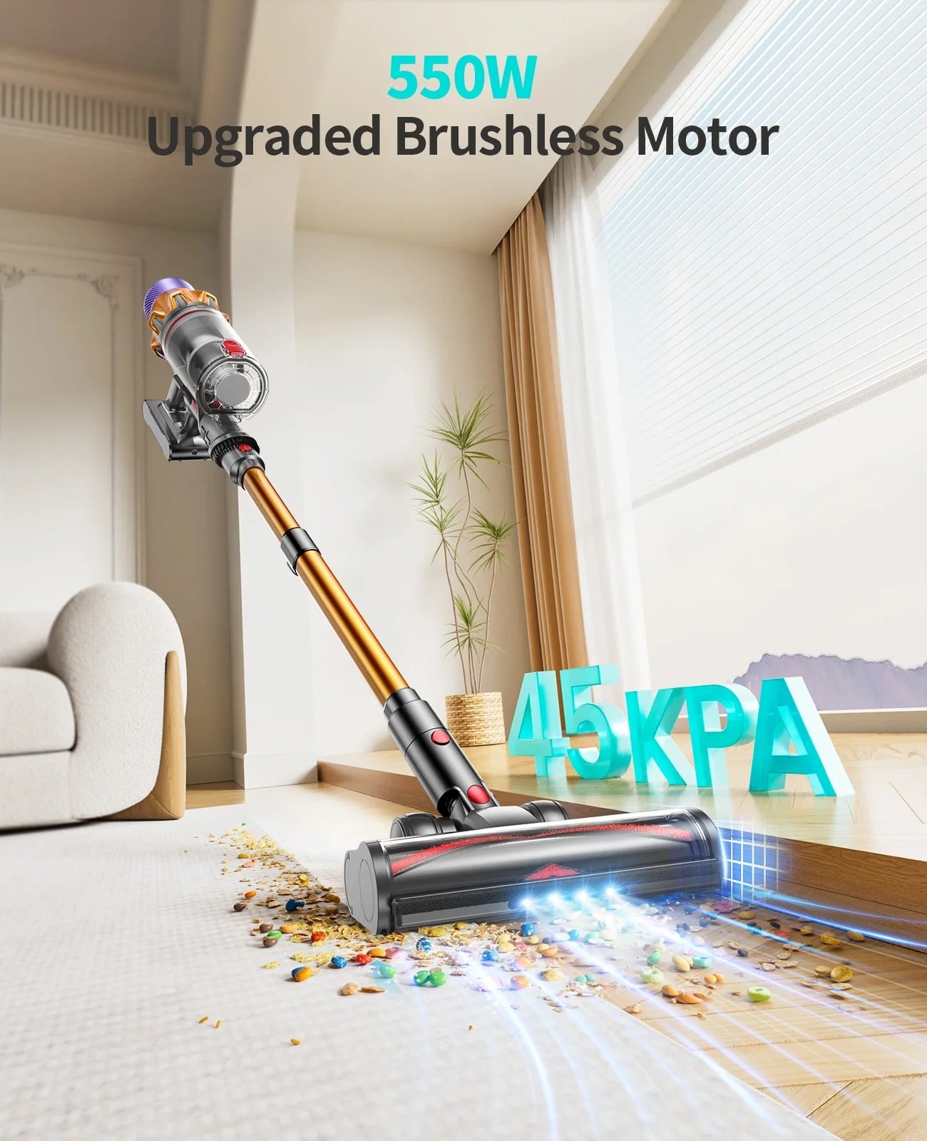 Honiture X7 Cordless Vacuum | 45KPa Suction, 60-Min Runtime, HEPA Filter